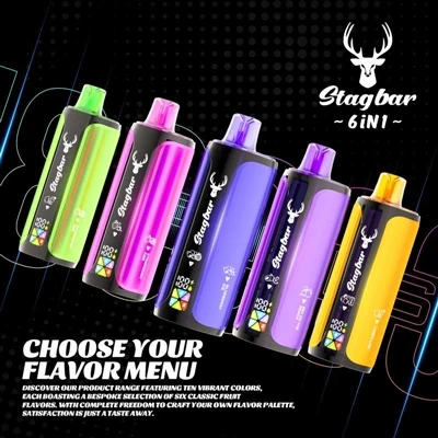 Stag Bar 6in1 180K: Rokok elektrik sekali pakai yang Menggabungkan 'daya taha...
